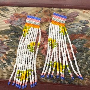 Colorful Beaded Fringe Earrings